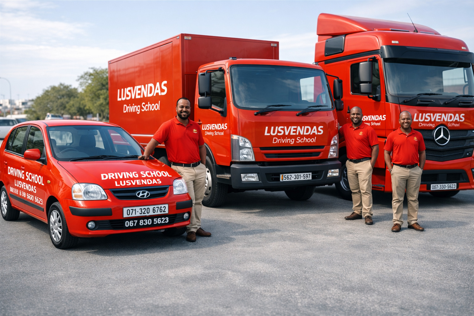 LusVendas Driving School poster showing services and pricing